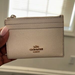 Coach Ivory Leather Card Wallet with Gold Detail